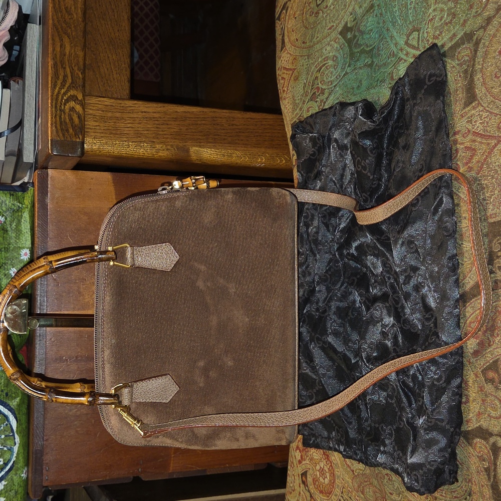 Gucci Vintage Suede Mini Bamboo Crossbody 00028650290 $1,250 Retail EUC - Picture 9 of 16